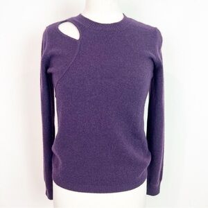 MINNIE ROSE CASHMERE PURPLE LONG SLEEVE CUTOUT PULLOVER SWEATER WOMENS SZ XS